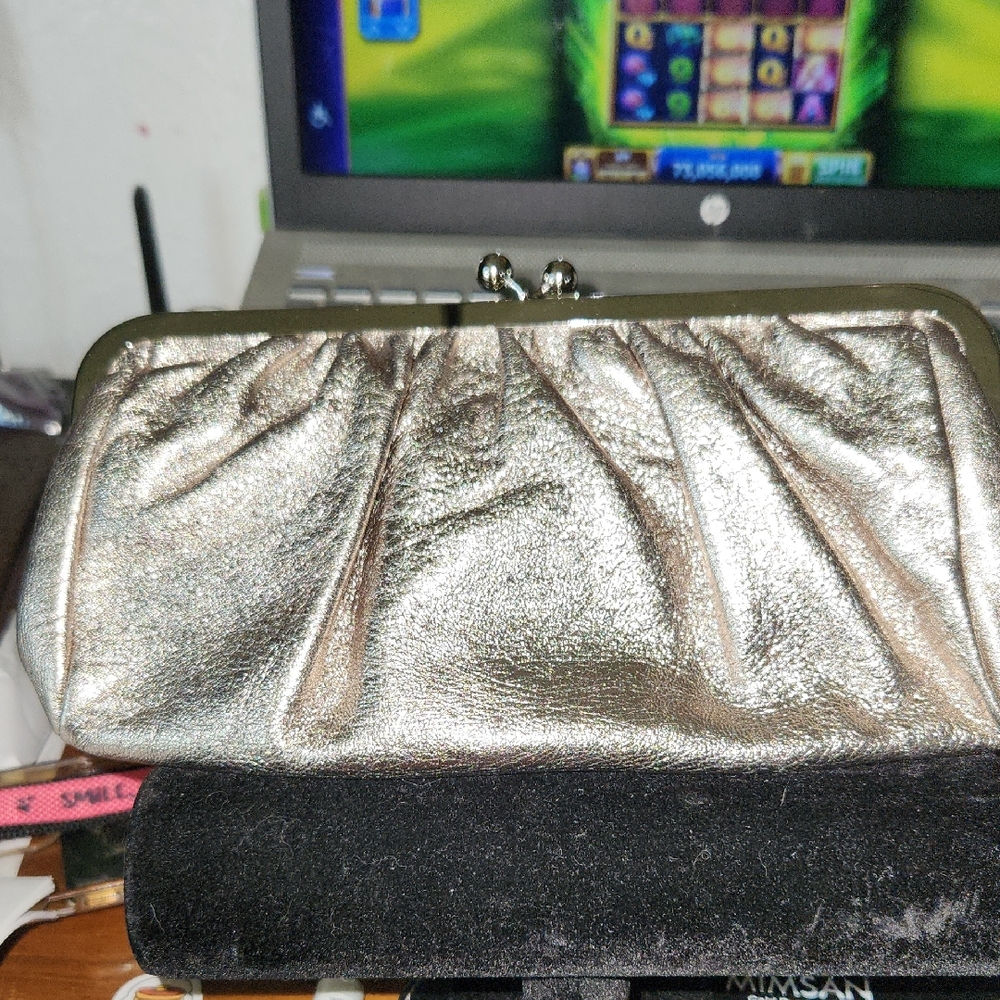 Express Metallic Silver Clutch